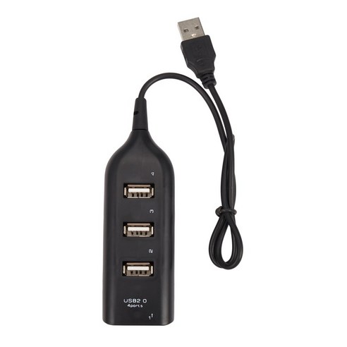 노트북 PC 노트북 수신기 컴퓨터 주변 기기 액세서리 고속 마이크로 미니 4 개 포트 2.0 USB 허브 스플리터 어댑터 : 블랙, 하나, 보여진 바와 같이