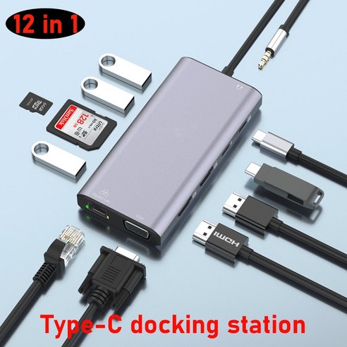 칼디짓 썬더볼트독 12 in 1 Type-C dock hd 허브 usb c MacBook macmini 도킹 스테이션 Dell 레노버 ASUS HP Thunderbolt 노트북 액세서리, [04] 8 IN 1 Best Top5