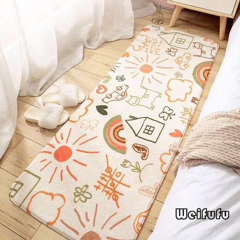 Weifufu 카페트 러그 긴 가정 방 머리맡 양털 양털 미끄럼 방지 매트, 스타일 9