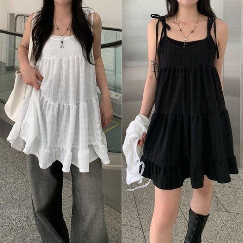 케이프 나시 캉캉 원피스 레이어드 원피스
