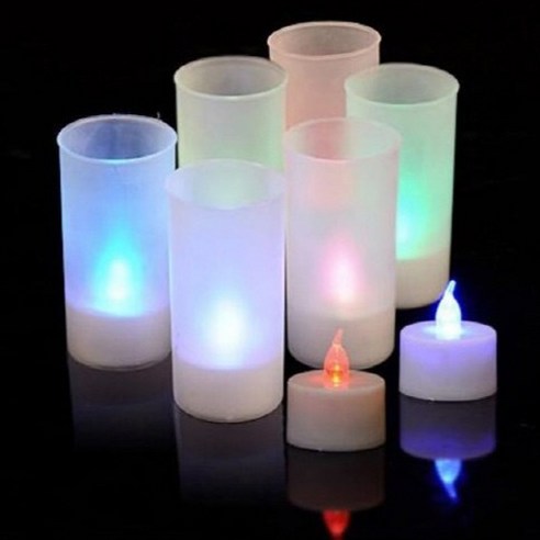 LED 촛불 양초 티라이트 캔들 집회 프로포즈 기념일 전자 촛불, 컵 + 쿨 화이트 캔들 8개