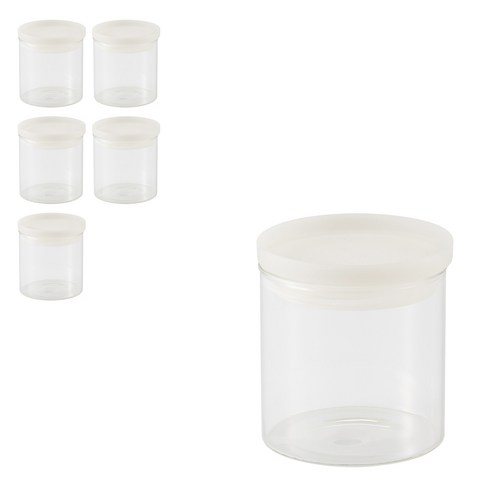 무인양품 MUJI 내열유리 원형 보존용기 6개 MDC41A0A, 500ml