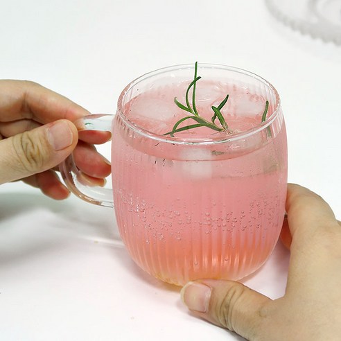쥬르 라운드 투명 내열머그컵, 플리츠 300ml, 6개