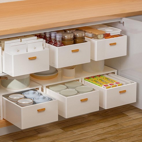 고급형 원목손잡이 슬라이딩 주방선반 수납 서랍장