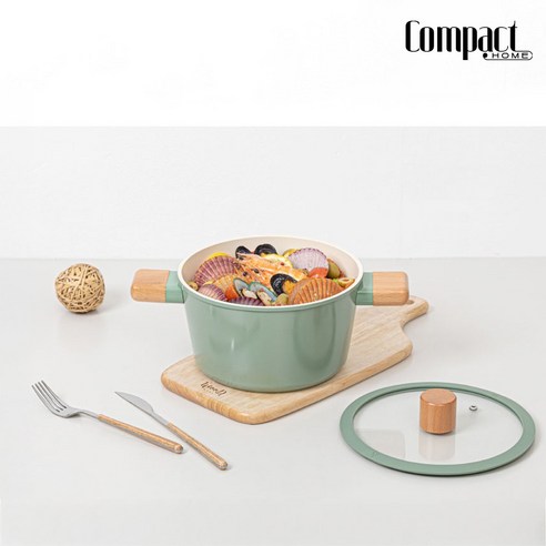 컴팩트홈 IH 우드 세라믹 양수냄비 20cm, 1개, 딥그린