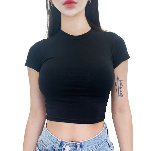 VANANA2 여성용 시그니처 크롭 반팔 티셔츠