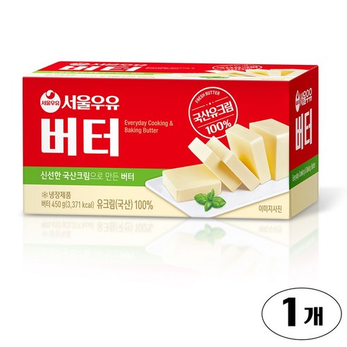 서울우유 국산원유100% 무가염 버터 450g, 4개