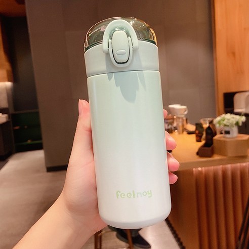 DFMEI 러블리 일본통 텀블러 여성 뷰티 304 스테인리스 물컵 심플 인스컵, 【초록】, 340 ml.