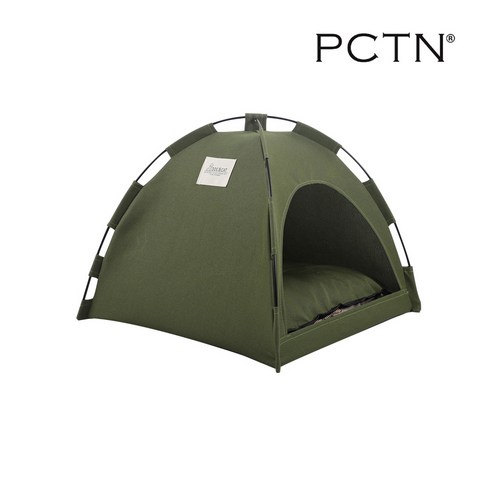 PCTN 원터치 애견텐트 고양이하우스 냥댕이 글램핑 방석쿠션 텐트집, 그린 (S), 1개
