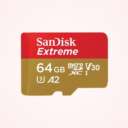 샌디스크 마이크로SD 카드 MicroSDXC Class10 Extreme UHS-I U3 V30 A2, 64GB