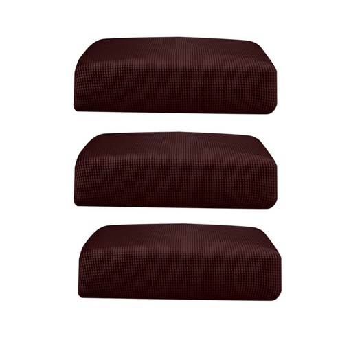 3Pieces 다크브라운 _ S탄력소파 이불시트쿠션 슬립커버소파, 다크 브라운 _ 크기 S, 폴리 에스터