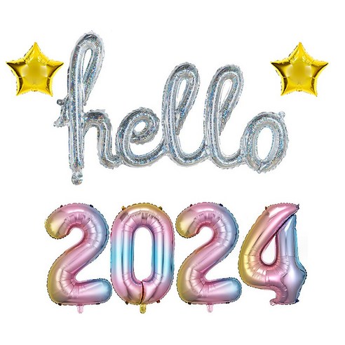 올리브파티 2024 신년 파티 용품 풍선 세트 패키지, 1세트, 레인보우
