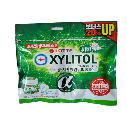 롯데자일리톨 알파 오리지날 껌 리필, 88g, 4개