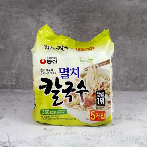 농심 멸치칼국수 멀티팩 98g(5봉지) 칼국수라면, 490g, 1개