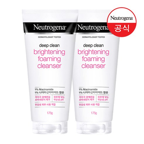 뉴트로지나 딥 클린 브라이트닝 포밍 클렌징 폼, 175g, 2개