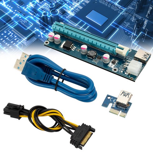 CondFun USB 3.0 PCIE 라이저 PCI-E 1X ~ 16X GPU 카드 광업 익스텐더, VER008s 6PIN