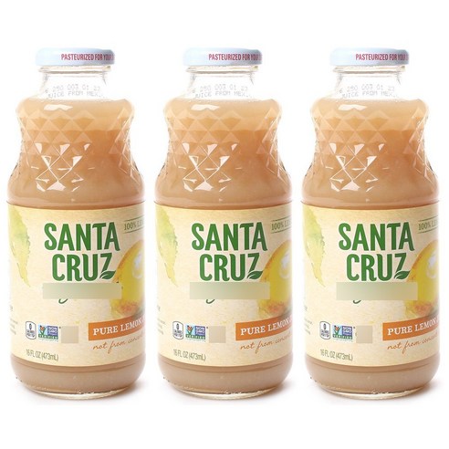 산타크루즈오가닉 퓨어 레몬 주스 글루텐 프리 무지방, 473ml, 3개