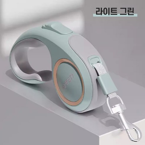 코지위크 꼬임방지 반려동물 원터치 자동 리드줄, 라이트그린 5m
