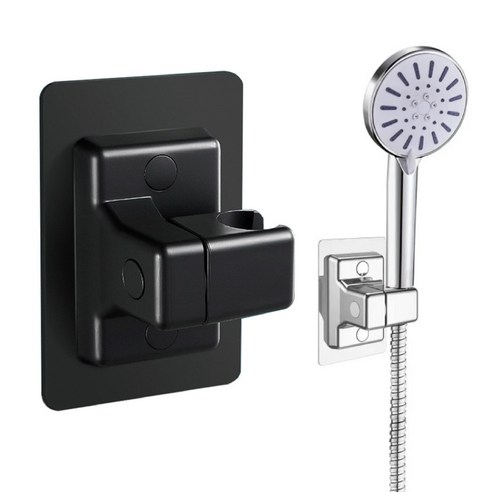 크린77 무타공 각도조절 샤워기 홀더 거치대, 1개, 블랙 유아샤워기