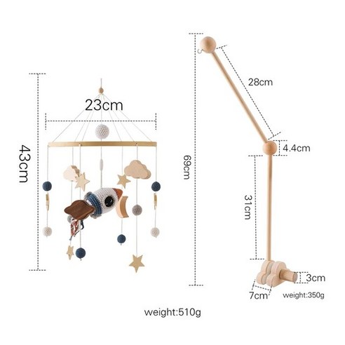 모빌 아기 침대 이동식 뮤지컬 박스 벨 브래킷 조립 딸랑이 신생아 장난감 선물 나무 액세서리, [10] type 10