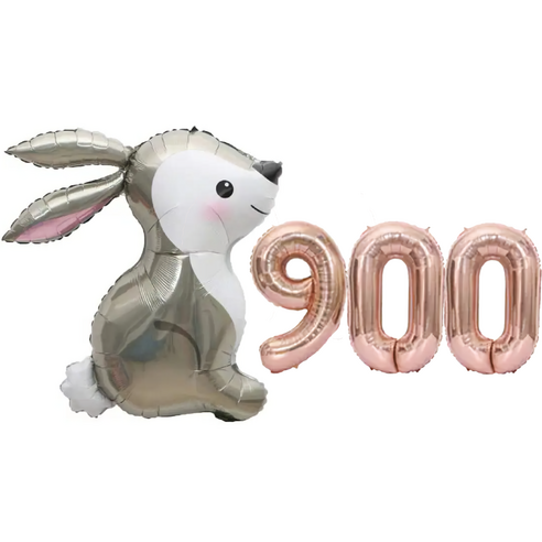 파파 파티 토끼 기념일 숫자 풍선 세트, 토끼 900, 1세트