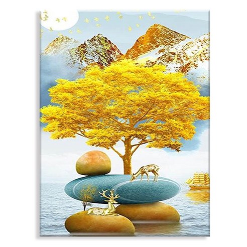 오로라데코덴 캔버스형 보석십자수 40x50cm, MK092 금빛 풍경