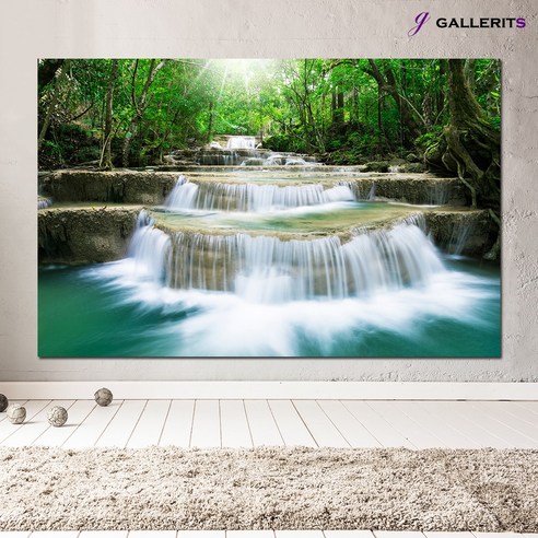 갤러리츠 폭포사진 풍수지리 인테리어 그림 액자, 중형-59x40(가로x세로cm), 폭포 일반-9 정면 계곡 폭포