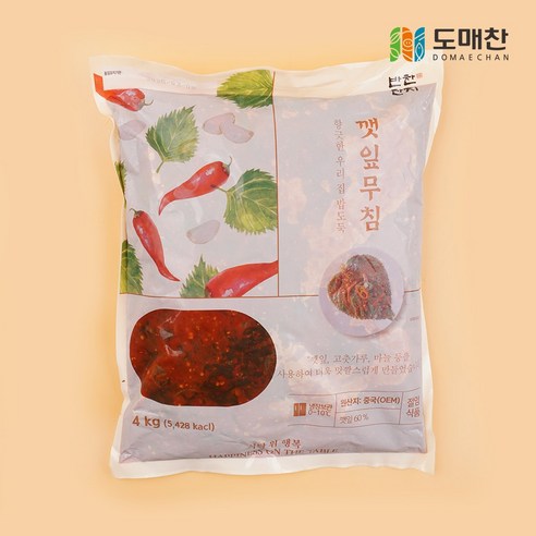 도매찬 양념깻잎 절임 4kg 양념 깻잎무침 장아찌, 4개