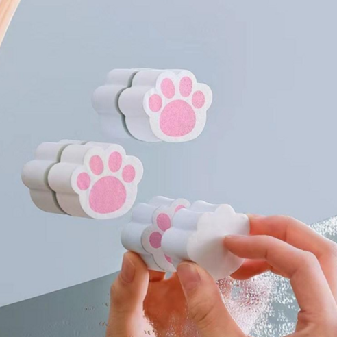 일상채움 고양이 발바닥 다용도 욕실 주방 물때 얼룩 제거 스펀지 핑크, 5개