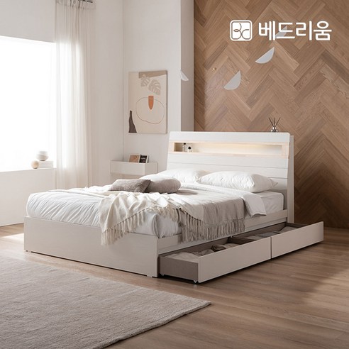 자연과 함께하는 편안한 숙면, 베드리움 슬립프렌드 LED 편백 서랍형 침대