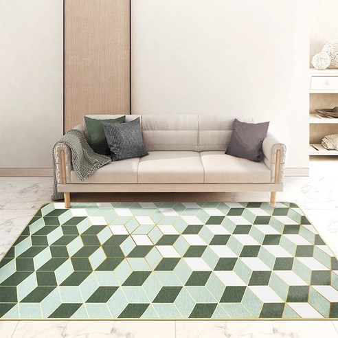 현대 심플한 대면적 북유럽 침실 카펫 거실 소파 탁자 카펫 방 바닥에 침대 옆 카펫을 깔다, 녹색 격조