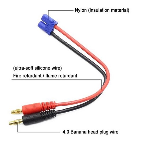 바나나 커넥터 불릿 플러그 DIY Lipo 배터리 RC 전원 공급 공구 EC3 ~ 4.0mm 14 AWG 실리콘 케이블 150mm 5, 한개옵션0