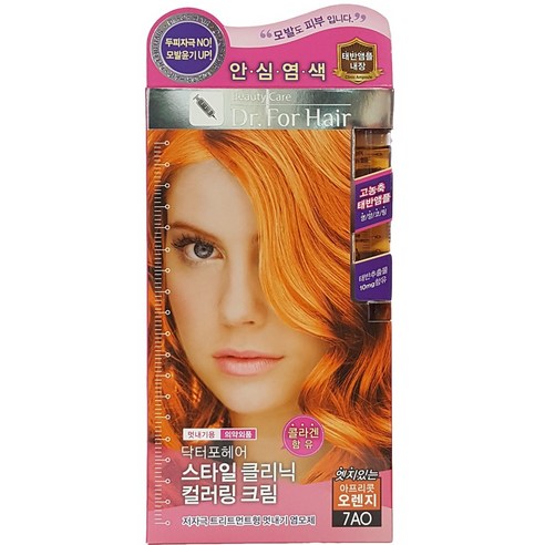 메디힐 닥터포헤어 5분 클리닉 칼라크림 스타일 컬러링크림 염모제, 1개, 7AO아프리콧오렌지