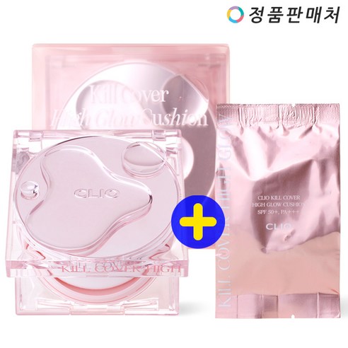 클리오 킬커버 하이 글로우 쿠션 기획세트 (본품14g+리필14g), 1개, 하이 글로우 2 란제리