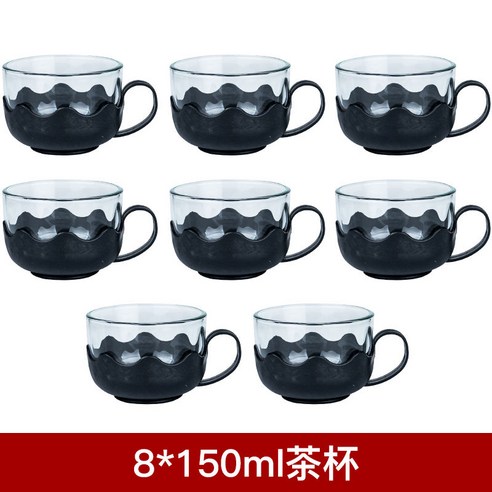 DFMEI 1000/2000ML 주전자 내열 방폭 유리 주전자 꽃 주전자 세트 대용량 차 주전자, DFMEI 연꽃잔 8개, 1000ML 쌀알갱이 스틸커버+드립컵 2개+