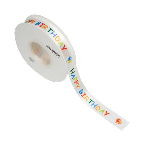 디어플레이스 레인보우 해피벌스데이 리본끈 레터링 생일 포장끈 1.8cm, 1개, 22m, 풍선 레인보우