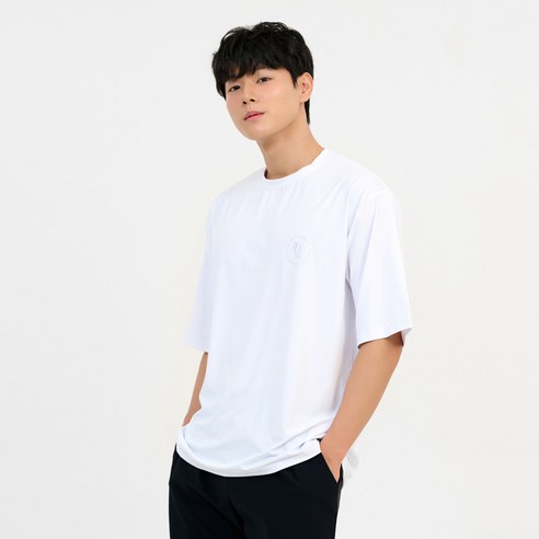 위크나인 데이즈 반팔 래쉬가드 빅사이즈 루즈핏 커플 수영복 상의 남자 여자, 화이트