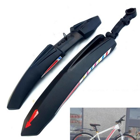 사이클링 자전거 전면 후면 머드가드 세트 빗물 문제 해결 로드 바이크 산악 MTB 펜더 블랙 컬러, 1개