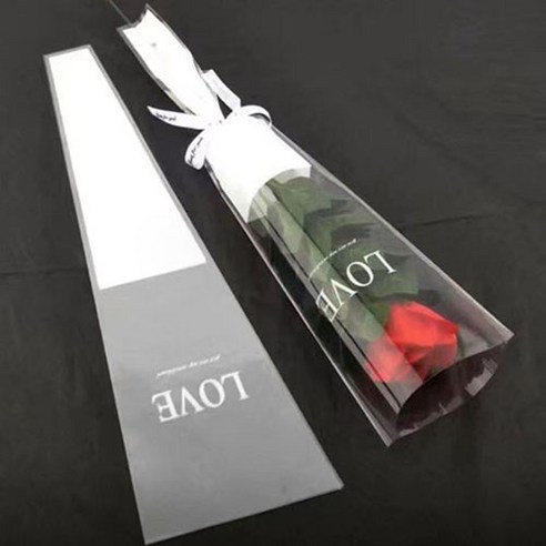 한송이 꽃다발 꽃 LOVE 포장지, 블랙, 50개