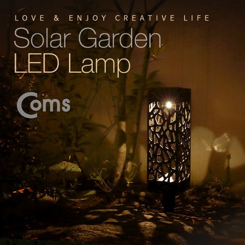 Coms 태양광 LED 정원등 / 사각 벽면거치형 / ER177, 벽면거치형 (ER177)