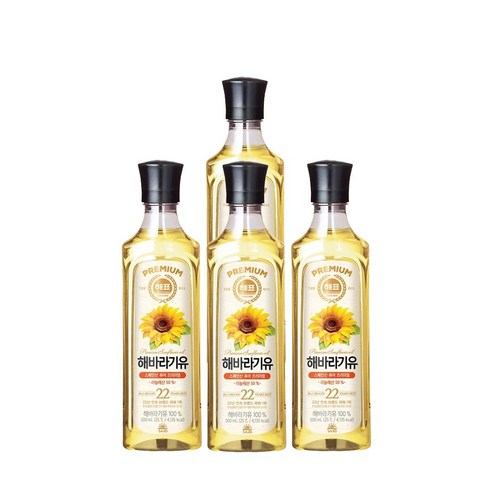 <올따옴> 해표 해바라기유 500ml 4입, 4개