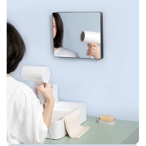 무타공 거울 수납장 / 욕실 접이식 거울 수납 선반 / 무타공 욕실 거울 수납 선반 / 거울형 방수 선반, 진그레이, 1개