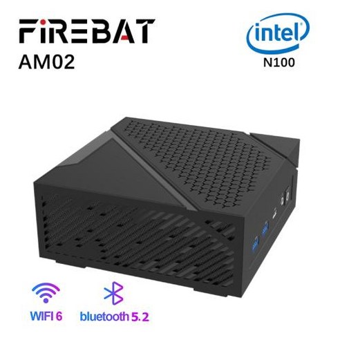 미니피씨 미니PC FIREBAT 데스크탑 AM02 인텔 N100 CPU 4 코어 스레드 8GB 16GB 256GB 512GB DDR4 WIFI6 BT5.2 HDMI RJ45, 없음, 없음, 1) 8GB 256GB – 블랙-EU