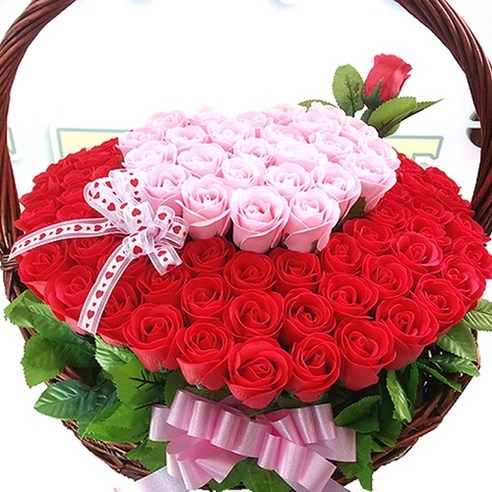 지나로즈 장미 100송이 기념일 프로포즈 생일 기념일 축하 꽃배달 비누꽃 여친선물 큐피트 하트 비누꽃바구니, 핑크하트, 1개
