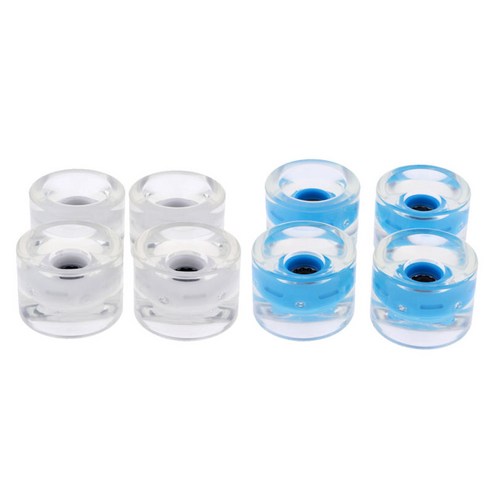 8x 70MM 글로우 플래시 크루저 롱보드 라이트 휠 스케이트보드 휠, {"수건소재":"PU"}, 블루 화이트