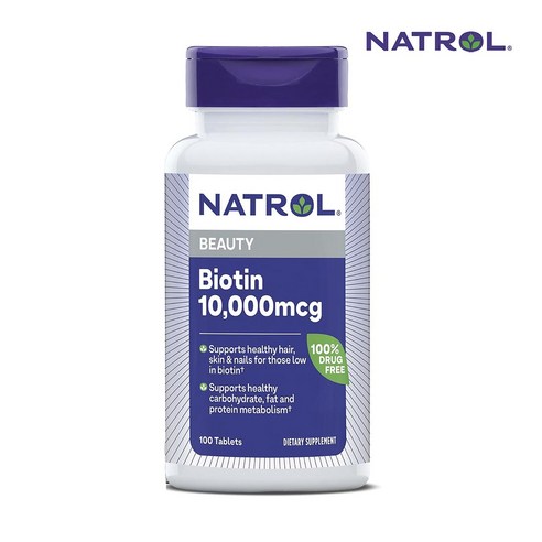 나트롤 비오틴 고강도 10 000mcg 100정/ Natrol Biotin Beauty 10 000mcg 100 Count, 100정, 1개 나트롤비오틴10000 Best Top5