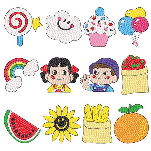 키이픽 캐릭터 DIY 보석십자수, Peko세트 12종, 1개