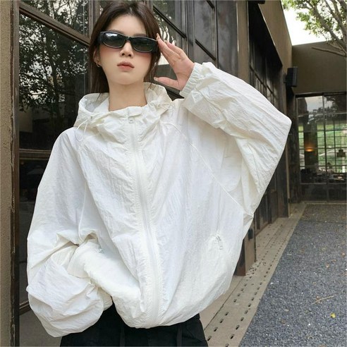투니스 여성 긴소매 캐주얼 드로스트링 후드 재킷