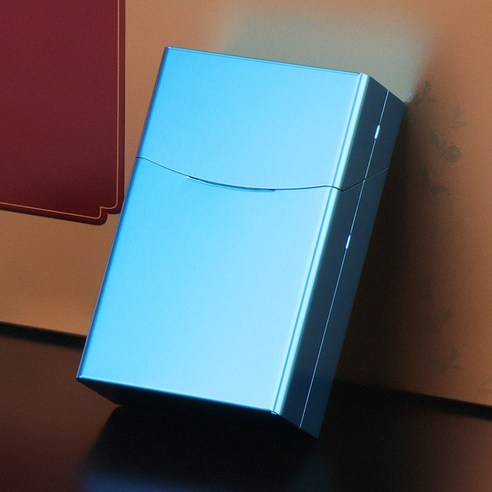 크리 에이 티브 금속 알루미늄 합금 담배 케이스 항압 방습 땀 방지 담배 상자 20 전체 포장 가능, 부드럽고 단단한 유니버설 블루