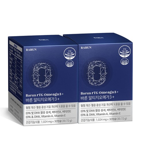 바른 rTG알티지 오메가3+, 2박스, 30정